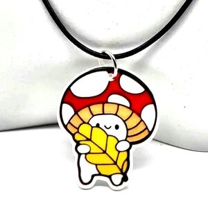 Cute Adorable Red White Yellow Wheat Straw Plant Animal Mushroom Necklace